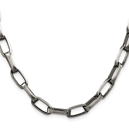 Sterling Silver Antiqued Elongated Fancy Open Link Chain