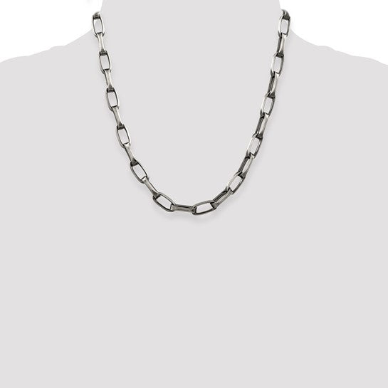 Large Textured Handmade Oval Silver Link Chain – Lireille