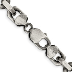 Sterling Silver 8.6 MM Antiqued Elongated Fancy Open Link Chain