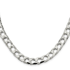 Sterling Silver 8.6mm Diamond Cut Square Curb Chain