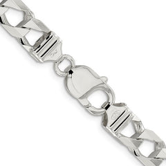 Sterling Silver 8.6mm Diamond Cut Square Curb Chain