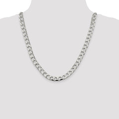 Sterling Silver 8.6mm Diamond Cut Square Curb Chain