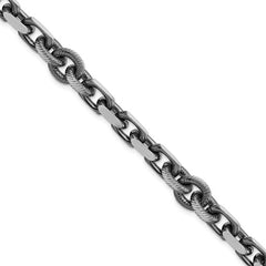 Sterling Silver Men’s Antiqued Brushed Cable/Twisted Rolo Bracelet