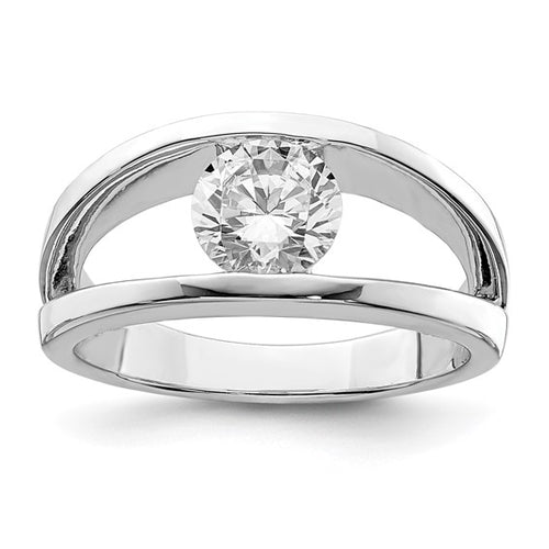 Sterling Silver Split Shank CZ Open Ring