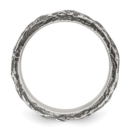 Sterling Silver Antiqued Textured Band