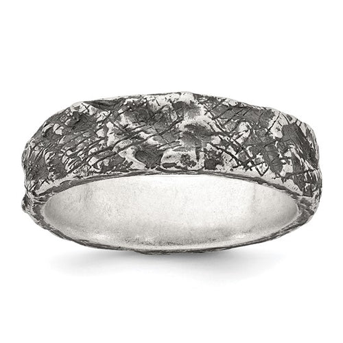 Sterling Silver Antiqued Textured Band