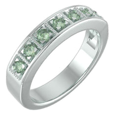 Natural Green Sapphire Platinum Wedding Band