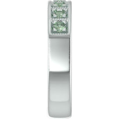 Natural Green Sapphire Platinum Wedding Band