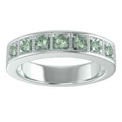 Natural Green Sapphire Platinum Wedding Band