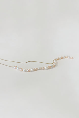 Twin Duo Adjustable Gold-Filled Chain Necklace With Freshwater Biwa Pearl and Baroque Pearl