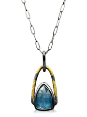 Rose-cut Teal Kyanite Pendant