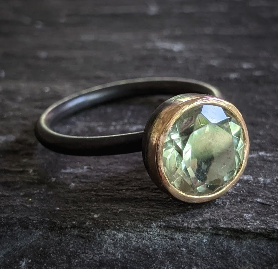 Brilliant Cut Green Diamond Wide Claddagh Ring