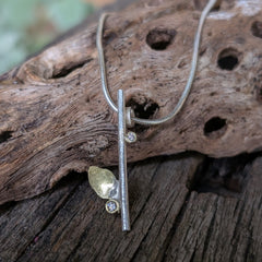 Small Gold Leaf & Diamond Pendant