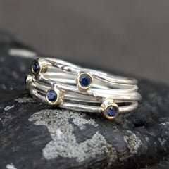 Open Silver Wrap Ring with Ceylon Sapphires