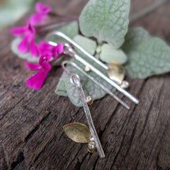 Small Leaf Earrings with Diamonds