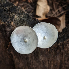 Large Daisy Stud Earrings in Silver with 18ct Gold Detail