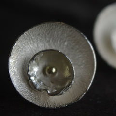 Double Daisy Stud Earrings in Silver with 18ct Gold Detail