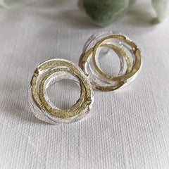 Gold and Silver Wrap Stud Earrings