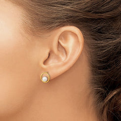 Open Circle 14K Gold  Freshwater Pearl Post Earrings