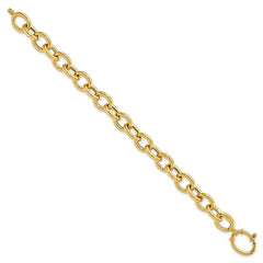 14k Yellow Gold Polished Fancy Oval Link Bracelet