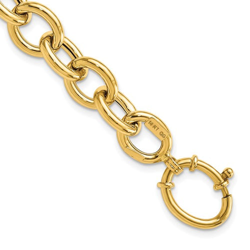 14k Yellow Gold Polished Fancy Oval Link Bracelet