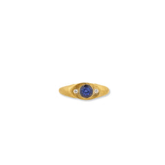 Signet Tanzanite & Diamond Ring in 22K Gold