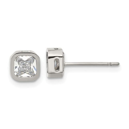 Stainless Steel 5MM CZ Squared Post Earrings