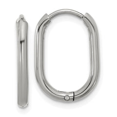 Stainless Steel Polished Elongated 2mm Hinged Hoop Earrings