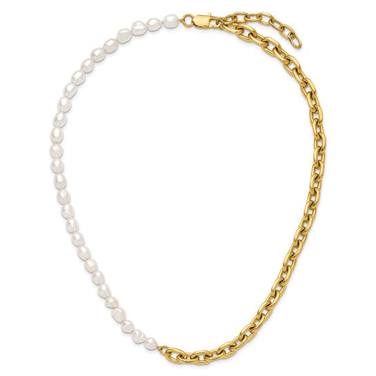 Purity Toggle Half Pearl & Half Chain Necklace – The Solshine Jewelry Co.