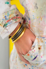 Twist Open Cuff Bracelet in 24K Gold & Oxidized Silver