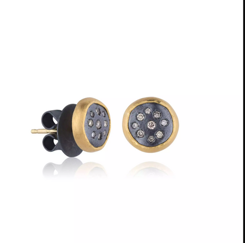 Pomegranate Yellow Gold Bezel Stud Earrings