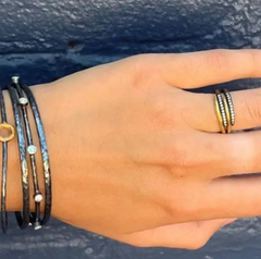 Zebra Layered Ring with Diamonds in 24K Gold & Oxidized Silver