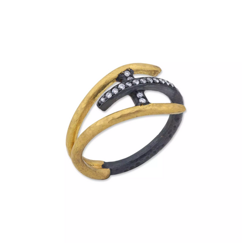 Love Ring - 22K Yellow Gold With Side Diamonds