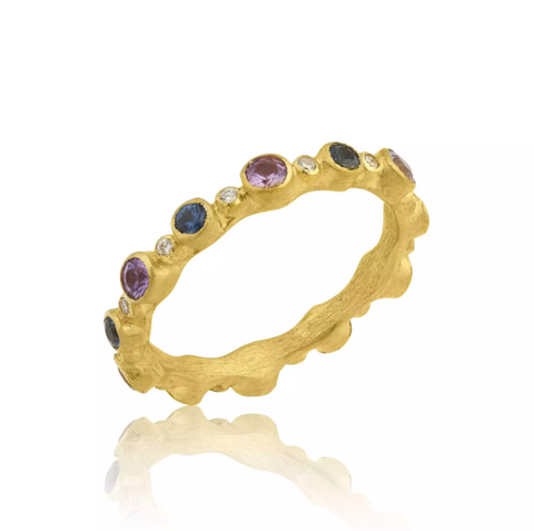 Sun Cornflower Blue Sapphire & Diamond Ring in 22K Gold