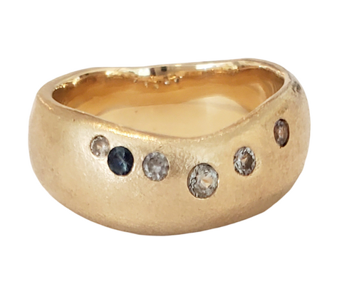 14k Gold 7 mm Stardust Band Matte Textured Ring