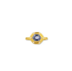 Sun Cornflower Blue Sapphire & Diamond Ring in 22K Gold