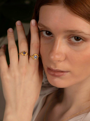 Sun Cornflower Blue Sapphire & Diamond Ring in 22K Gold