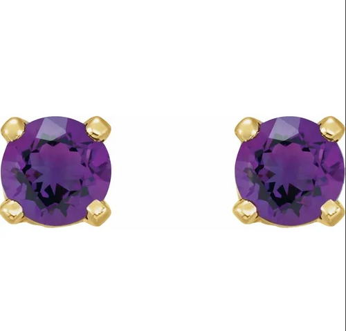 14K Yellow Gold Natural Amethyst Earrings