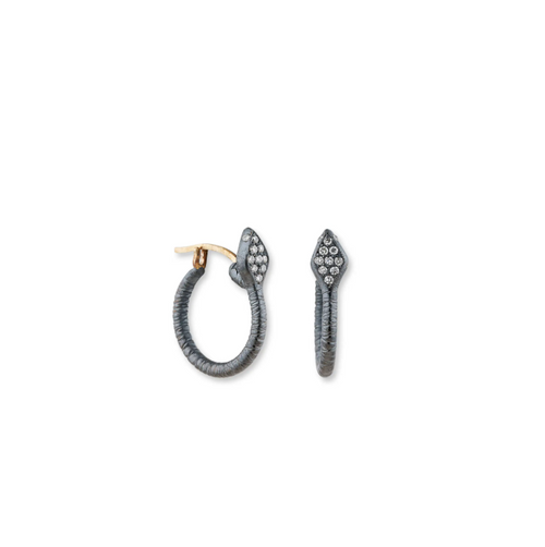 Snake Hoop Earrings with Diamond Accents