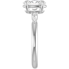 14K White Gold 4-Claw Prongs Set Accent Engagement Ring with Oval Lab-grown Diamond