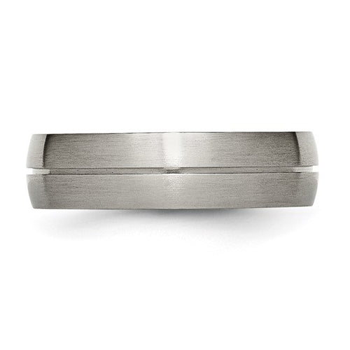 Titanium Satin Grooved 6mm Wedding Band