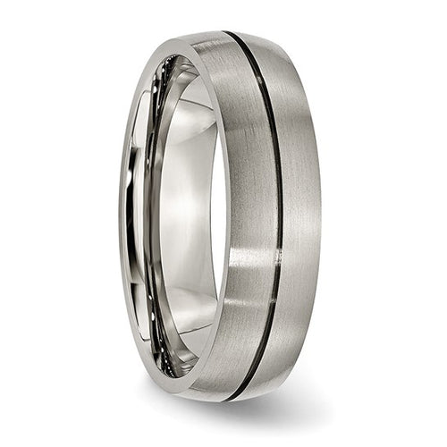 Titanium Satin Grooved 6mm Wedding Band