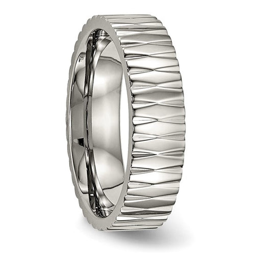 Titanium Polished and Textured 6mm Wedding Band
