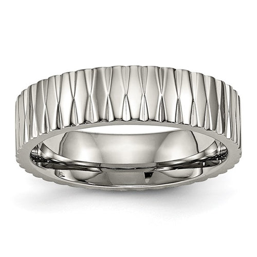 Titanium Polished and Textured 6mm Wedding Band