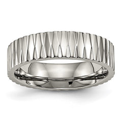 Titanium Polished and Textured 6mm Wedding Band