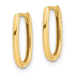 14K Yellow Gold Polished Oblong l Hinged Hoop Earrings