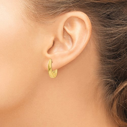 14k Gold Tapered Huggie Hinged Hoop Earrings