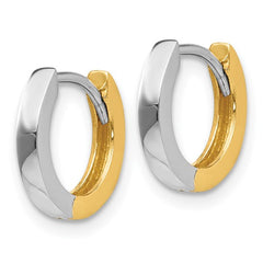 14k Gold Two-Tone 2 MM Wide Round Hinged Hoop Earrings