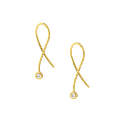 Diamond Bezel Wire Threader Earrings