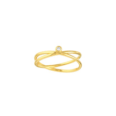 14K Gold Diamond Crossover Ring